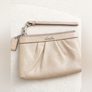 Coach Metallic Beige Leather Y2K Wristlet/Clutch- Small